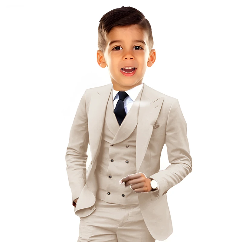 Elegant Light Beige Boys 3-Piece Formal Suit Set Notched Lapel Long Sleeve Classic Suit Set for Wedding and Birthday Celebration
Elegant Light Beige Boys 3-Piece Formal Suit Set Notched Lapel Long Sleeve Classic Suit Set for Wedding and Birthday Celebration
