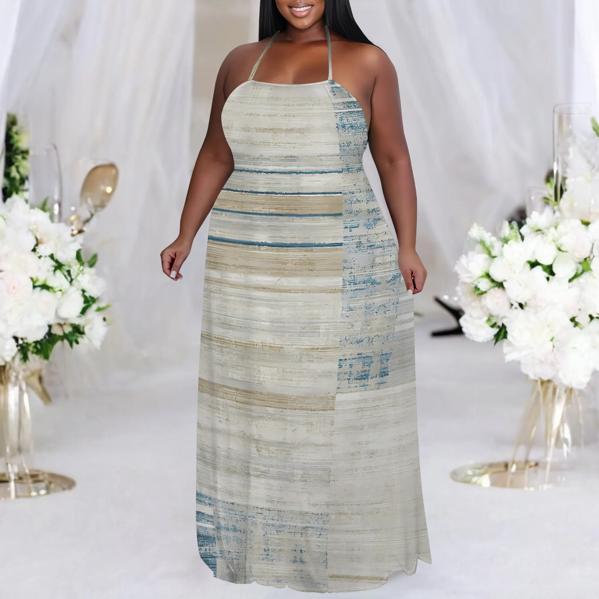 Plus Size Womens Sexy Casual Dresses for Curvy Women 3D Printed halterneck dress Short Sleeve Loose Maxi Dress
Plus Size Womens Sexy Casual Dresses for Curvy Women 3D Printed halterneck dress Short Sleeve Loose Maxi Dress