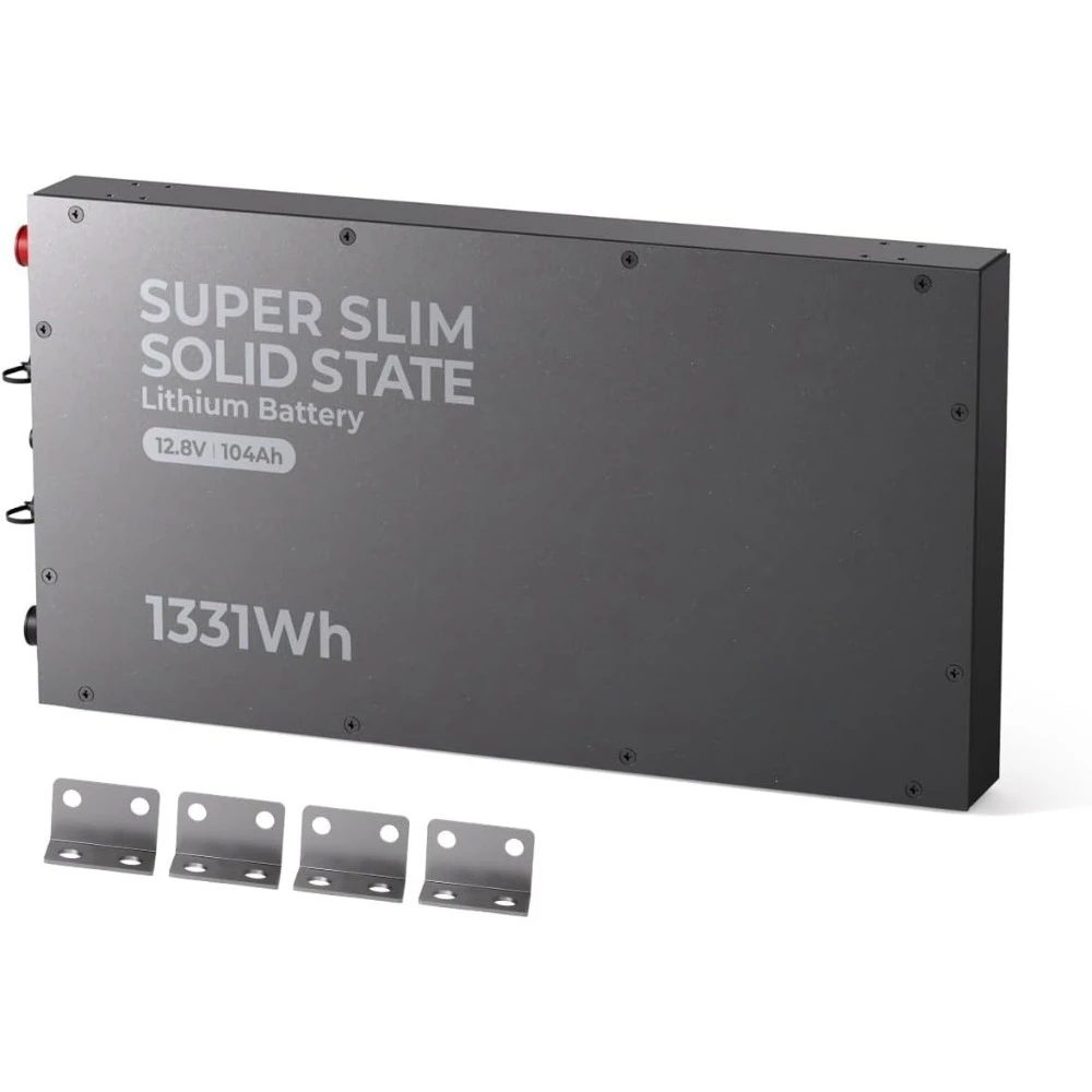 12V 104Ah Super Slim Solid State Lithium LiFePO4 Battery, 6000+ Deep Cycles with BMS, Safe Design for RV, Marine, Solar,Off-Grid
12V 104Ah Super Slim Solid State Lithium LiFePO4 Battery, 6000+ Deep Cycles with BMS, Safe Design for RV, Marine, Solar,Off-Grid