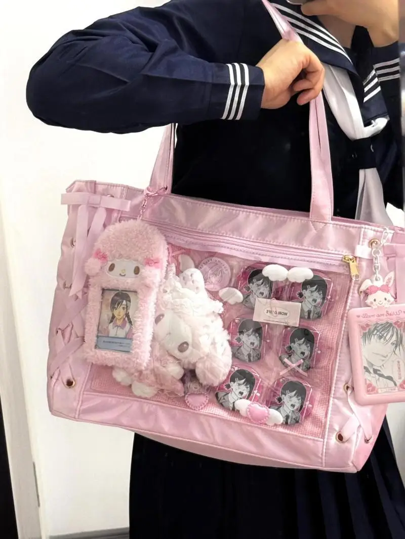 Simple Japanese Anime Small Pure Color See-Through Ribbon Itabag Versatile Small Public Tote Bag Female
Simple Japanese Anime Small Pure Color See-Through Ribbon Itabag Versatile Small Public Tote Bag Female