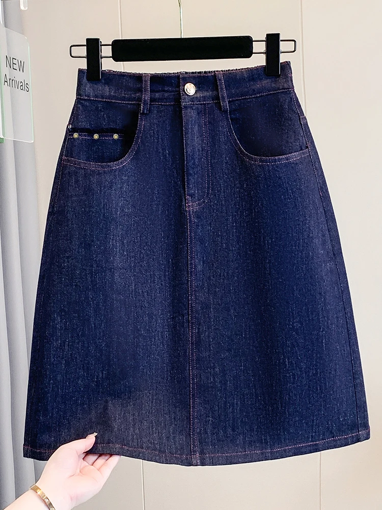 Summer New Style Loose Fit Thin Silk Five-Quarter Elastic Waist Denim Skirt for plus Size Women Korean Version Half-length Skirt
Summer New Style Loose Fit Thin Silk Five-Quarter Elastic Waist Denim Skirt for plus Size Women Korean Version Half-length Skirt