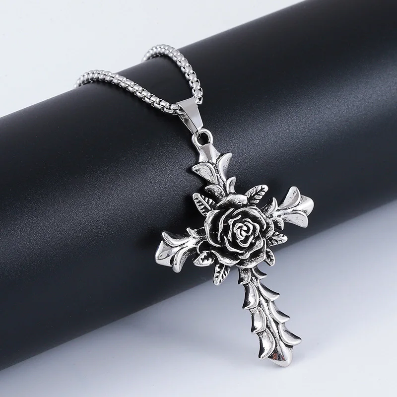 1Pcs Collar Hombre Vintage Jewelry Necklace for Women Men Stainless Steel Chain Rose Cross Pendent Unisex Collier Accessories
1Pcs Collar Hombre Vintage Jewelry Necklace for Women Men Stainless Steel Chain Rose Cross Pendent Unisex Collier Accessories