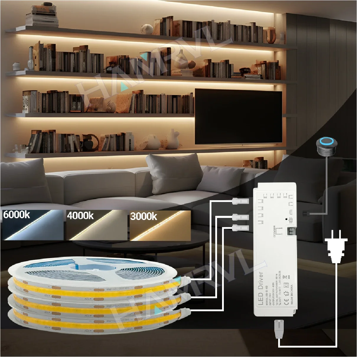 Touch Switch Dimmable COB LED Strip Light Anti-Glare Self-Adhesive Cabinet Light for Wardrobe Bookshelf Display Shelf Lighting
Touch Switch Dimmable COB LED Strip Light Anti-Glare Self-Adhesive Cabinet Light for Wardrobe Bookshelf Display Shelf Lighting