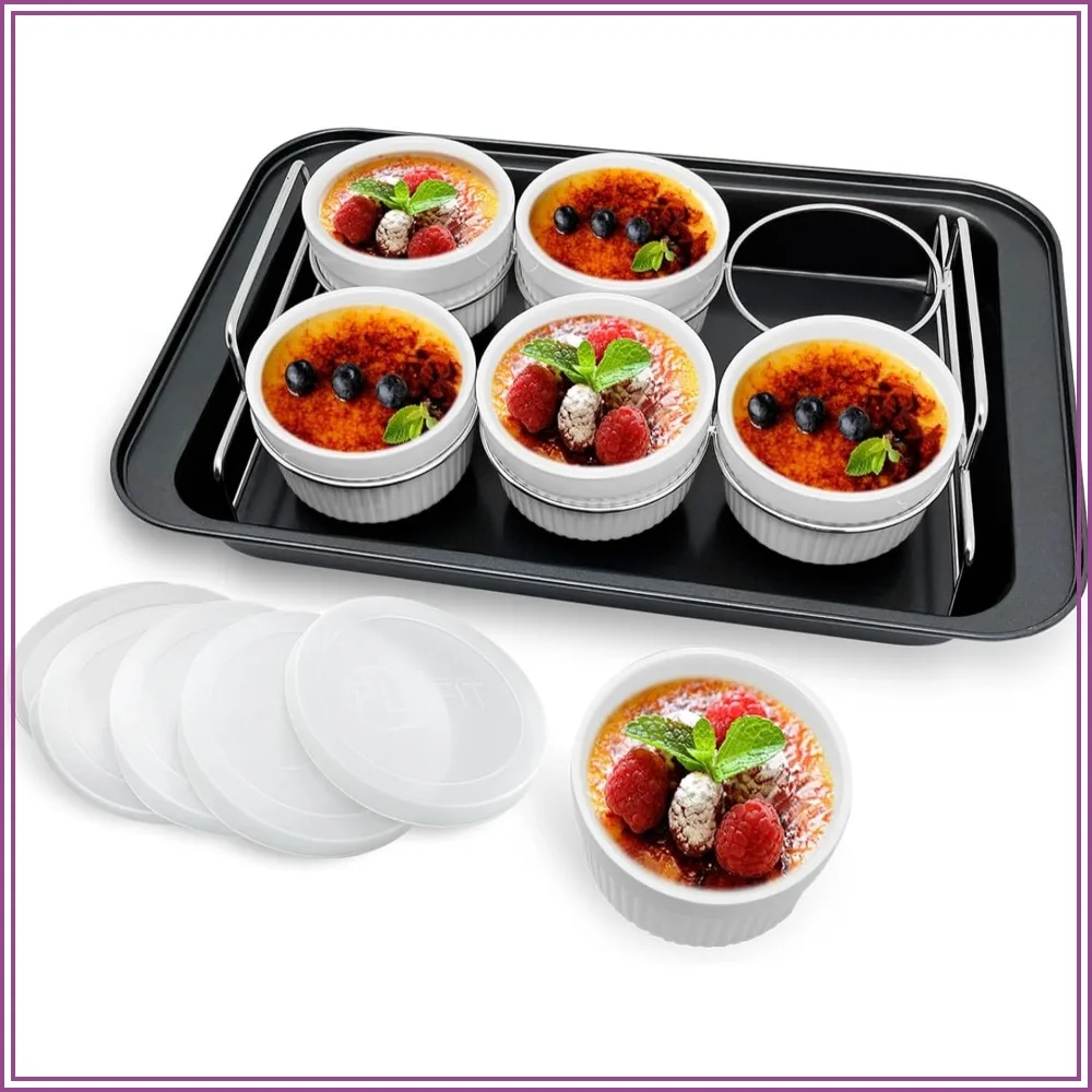 6-Piece Porcelain Ramekins Set with Silicone Lids, Oven Safe for Soufflé, Creme Brulee & Baking
6-Piece Porcelain Ramekins Set with Silicone Lids, Oven Safe for Soufflé, Creme Brulee & Baking