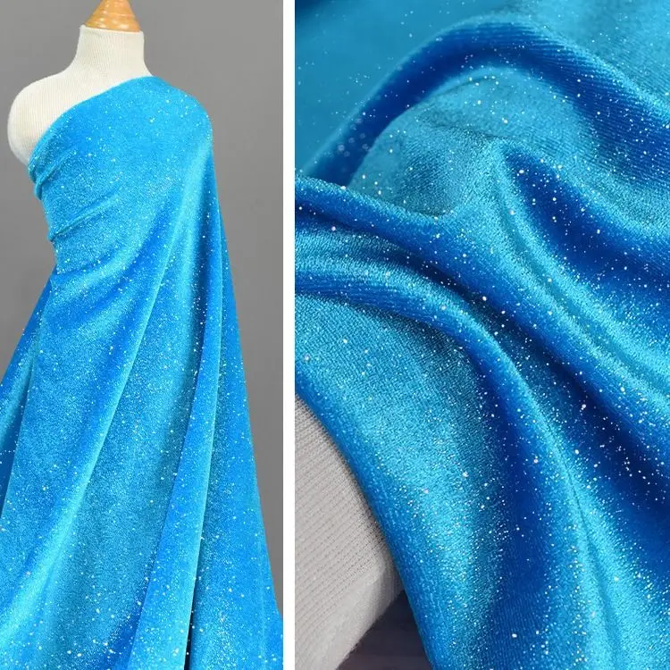 iny Velvet Fabric in Lake Blue with Golden Teads Soft Dra Clothing Material Starry Silver Dots Leather Fabric
iny Velvet Fabric in Lake Blue with Golden Teads Soft Dra Clothing Material Starry Silver Dots Leather Fabric