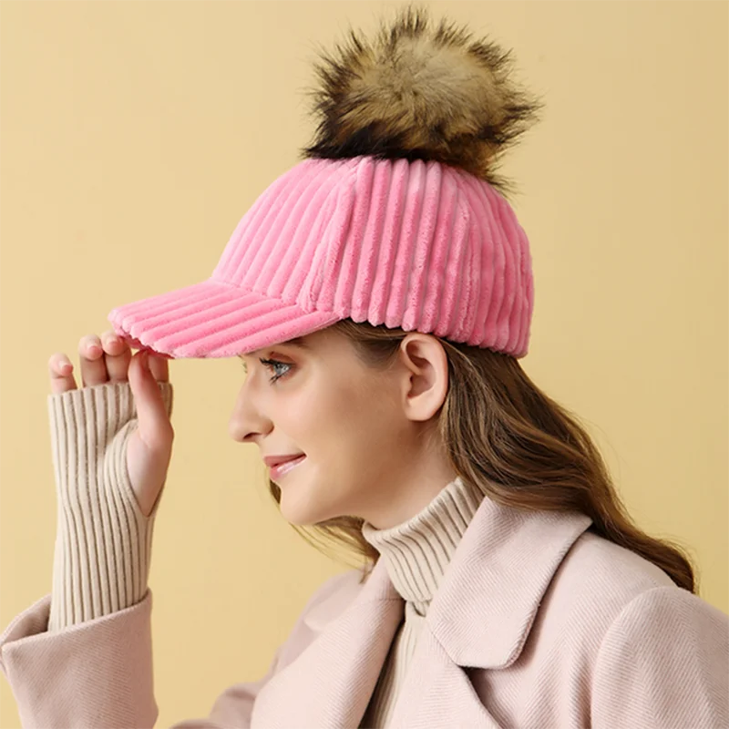 New Women Winter Real fur Pompom Corduroy Baseball Cap Girl Outdoor Adjustable Wool Warm Snapback
New Women Winter Real fur Pompom Corduroy Baseball Cap Girl Outdoor Adjustable Wool Warm Snapback