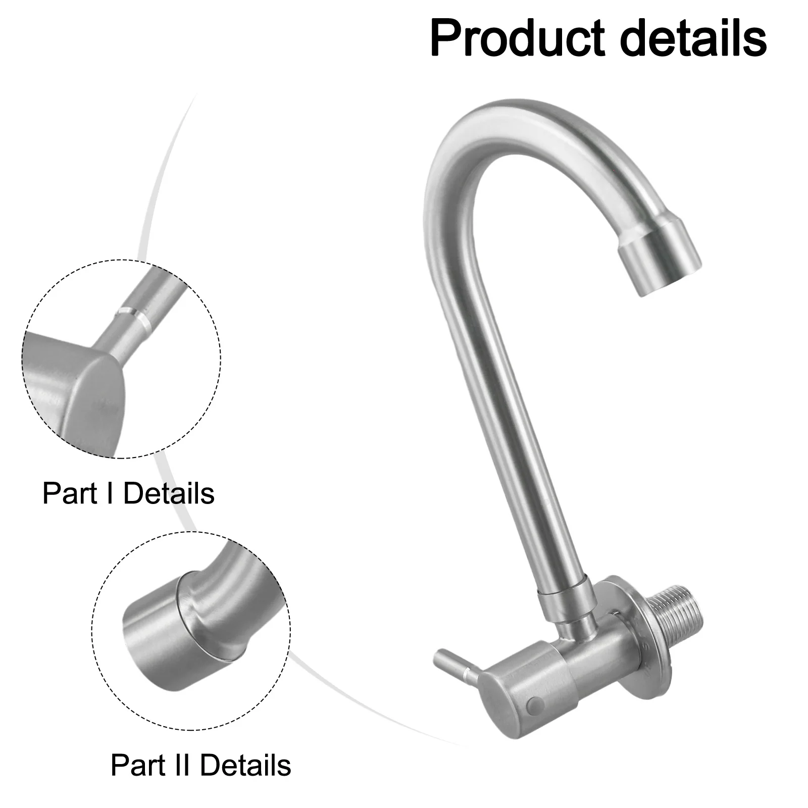 Kitchen Sink Faucet Wall Mounted Single Cold Faucet Balcony Rotating Stainless Steel Tap Kitchen Faucet Bathroom Basin Tap
Kitchen Sink Faucet Wall Mounted Single Cold Faucet Balcony Rotating Stainless Steel Tap Kitchen Faucet Bathroom Basin Tap