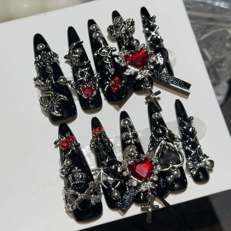 Y2K Menhera Gothic Long Press On Nails Black Red Cross Spider Bow Love Rhinestone Handmade Reusable Fake Nails DIY Party Manicure
Y2K Menhera Gothic Long Press On Nails Black Red Cross Spider Bow Love Rhinestone Handmade Reusable Fake Nails DIY Party Manicure