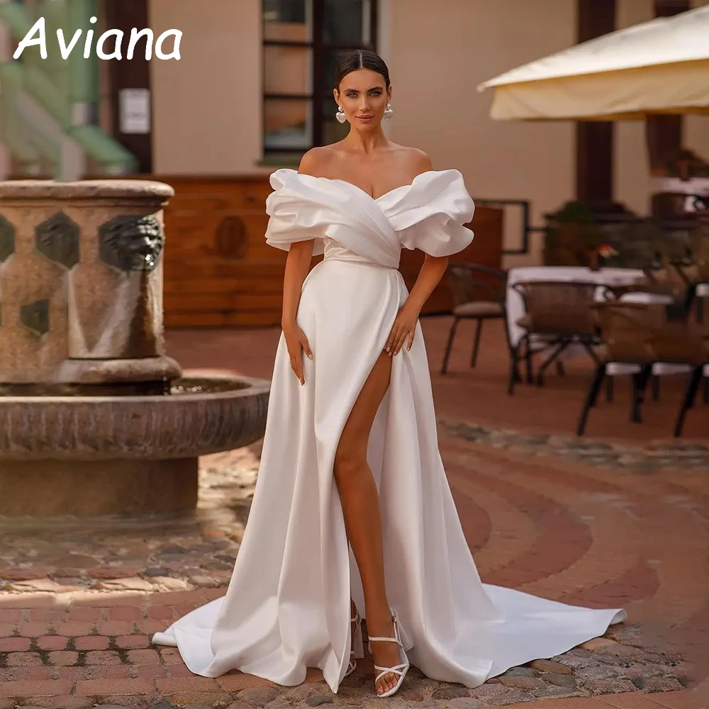 Customized Elegant Long Satin Wedding Dresses Backless Floor-Length A-Line Brides Dress Women Vestidos De Novias 2025
Customized Elegant Long Satin Wedding Dresses Backless Floor-Length A-Line Brides Dress Women Vestidos De Novias 2025
