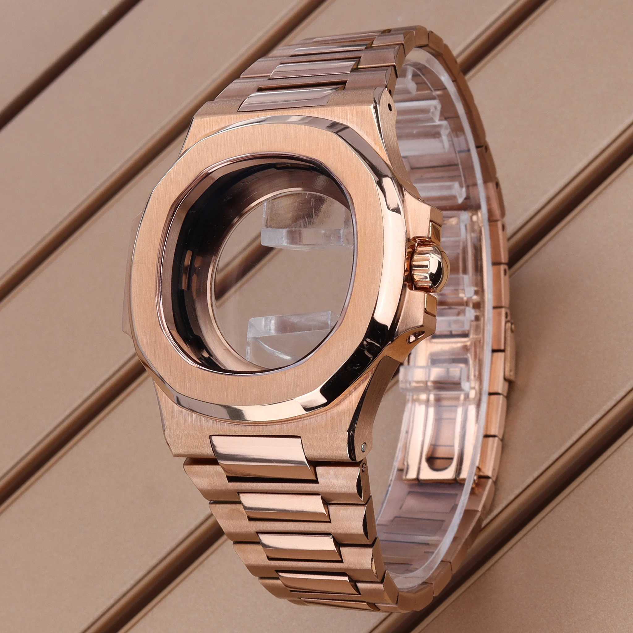 NH35 40mm Rose Gold Watch Case Transparent Back Sapphire Glass 316L Steel Bracelet For Modified Nautilus NH35 NH36/34 Movt Parts
NH35 40mm Rose Gold Watch Case Transparent Back Sapphire Glass 316L Steel Bracelet For Modified Nautilus NH35 NH36/34 Movt Parts