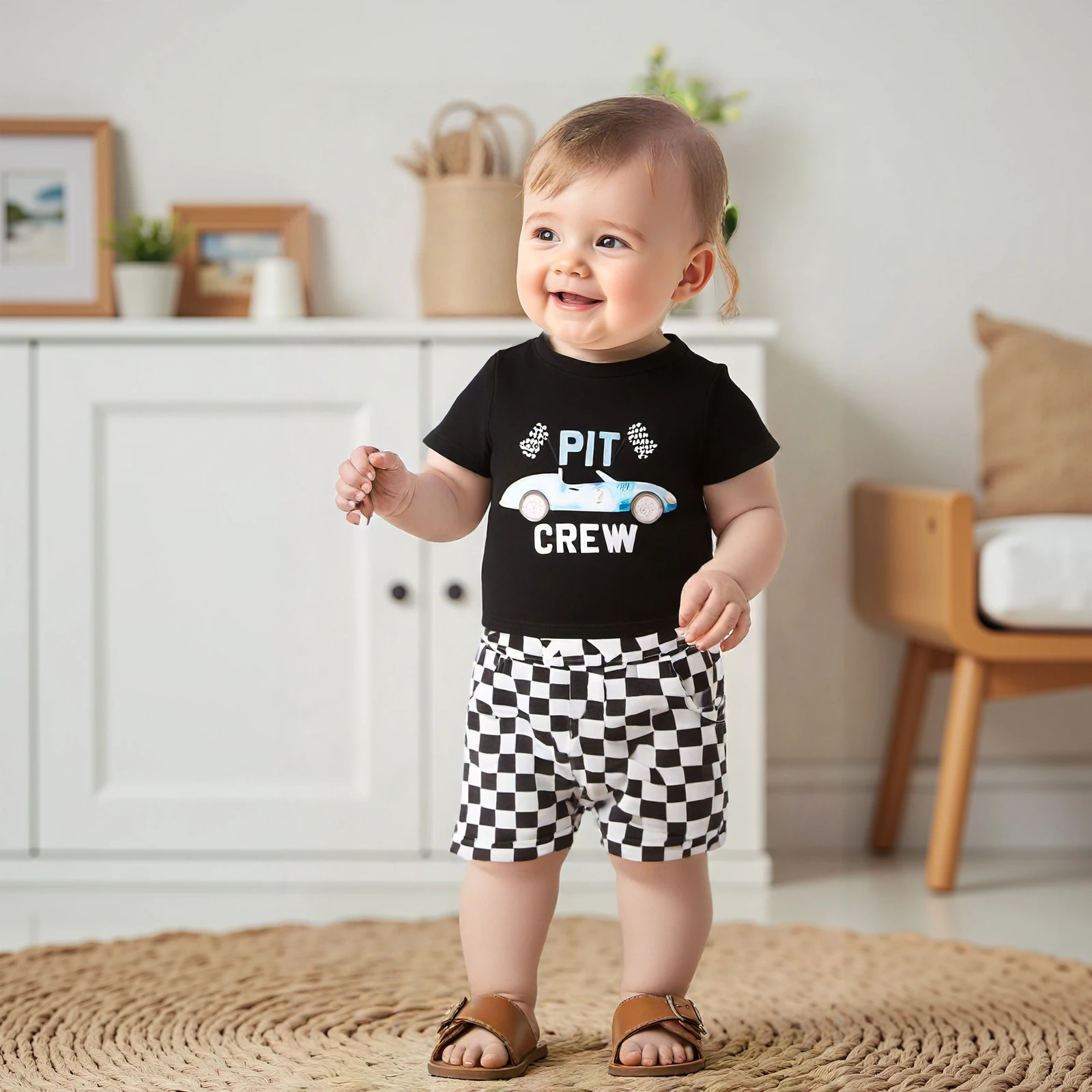 Toddler Boy Birthday Outfit Car Letter Print Short Sleeve T-shirts Checkered Elastic Waist Shorts 2 Piece Summer Outfit
Toddler Boy Birthday Outfit Car Letter Print Short Sleeve T-shirts Checkered Elastic Waist Shorts 2 Piece Summer Outfit