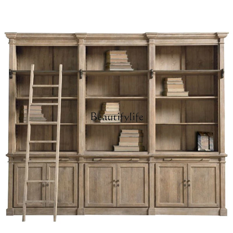 05-*French American full wall solid wood combination bookcase multi-layer baffle display cabinet white oak
05-*French American full wall solid wood combination bookcase multi-layer baffle display cabinet white oak