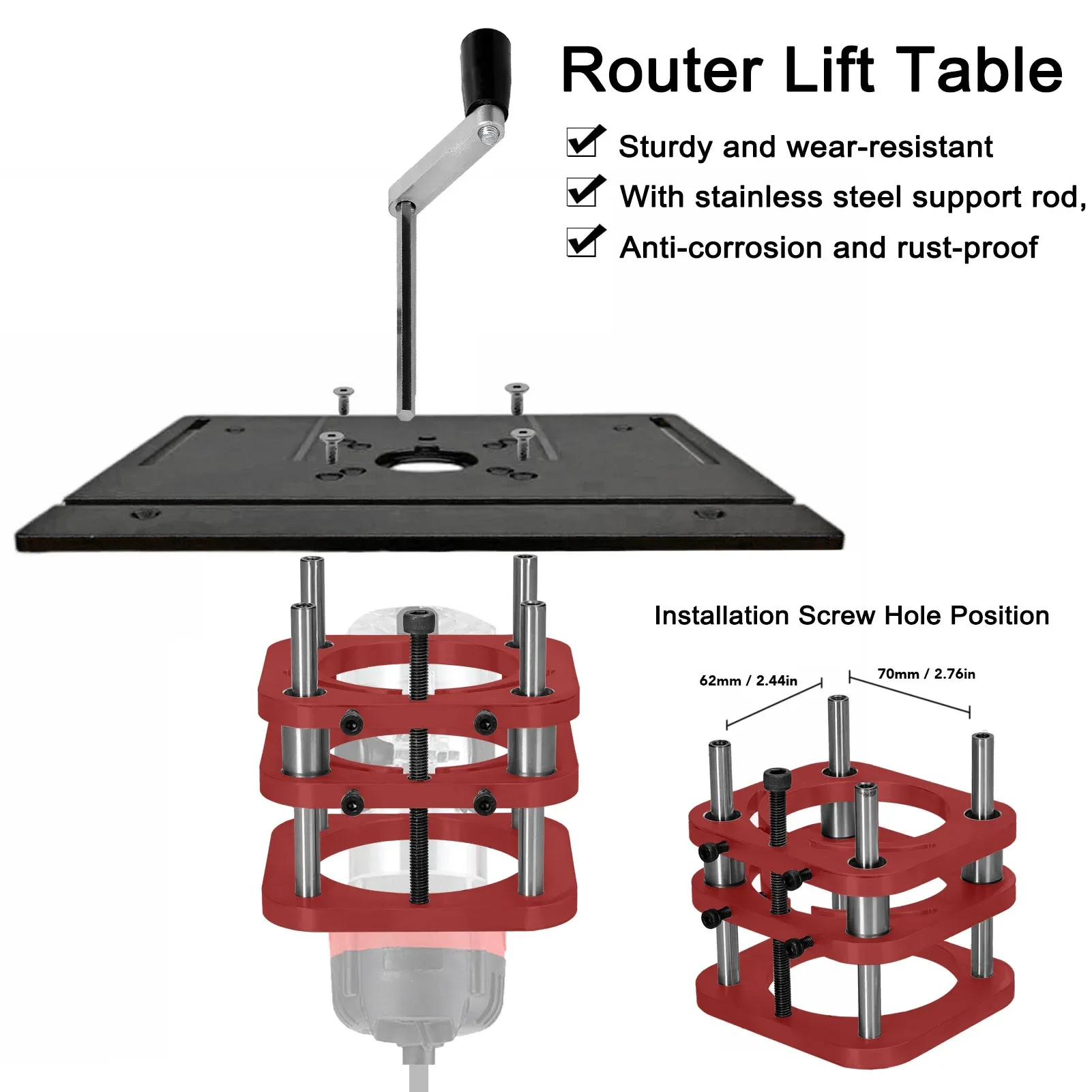 Router Table Base Router Table Base 51mm Stroke Manual Lifting Router Table Lifting System Base for 64 to 66mm Motor Diameters
Router Table Base Router Table Base 51mm Stroke Manual Lifting Router Table Lifting System Base for 64 to 66mm Motor Diameters