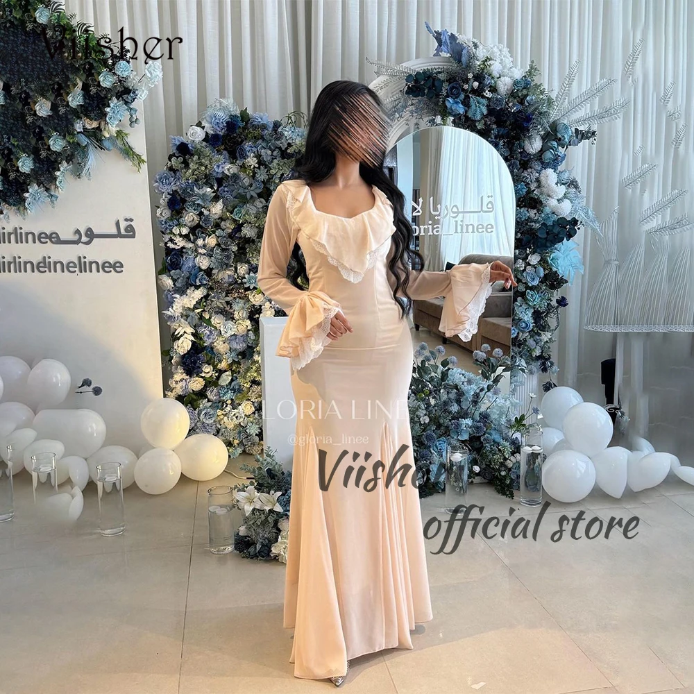 Viisher Champagne Chiffon Mermaid Evening Prom Dresses Long Sleeve Square Neck Formal Dress Arabian Dubai Occasion Party Gowns
Viisher Champagne Chiffon Mermaid Evening Prom Dresses Long Sleeve Square Neck Formal Dress Arabian Dubai Occasion Party Gowns