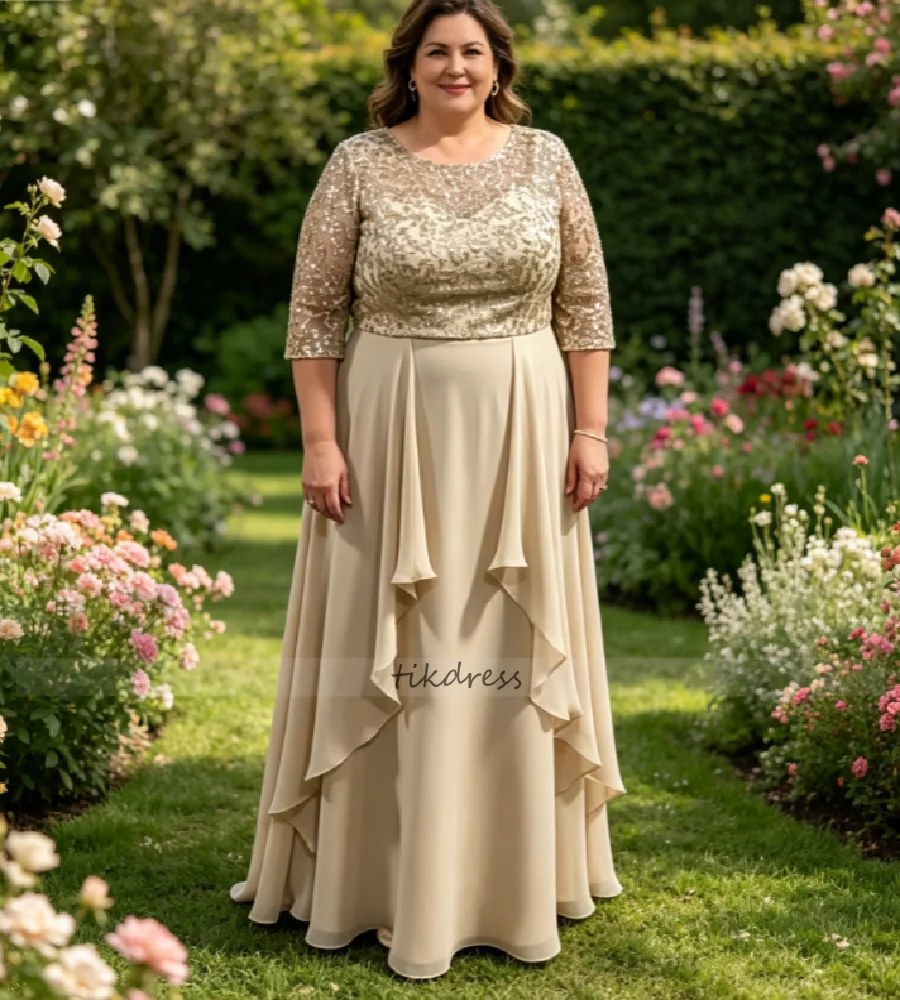Plus Size Champagne Mother of The Bride Dress 3/4 Sleeve Sequin Chiffon A Line Floor Length Ruffle Formal Wedding Guest Evening
Plus Size Champagne Mother of The Bride Dress 3/4 Sleeve Sequin Chiffon A Line Floor Length Ruffle Formal Wedding Guest Evening