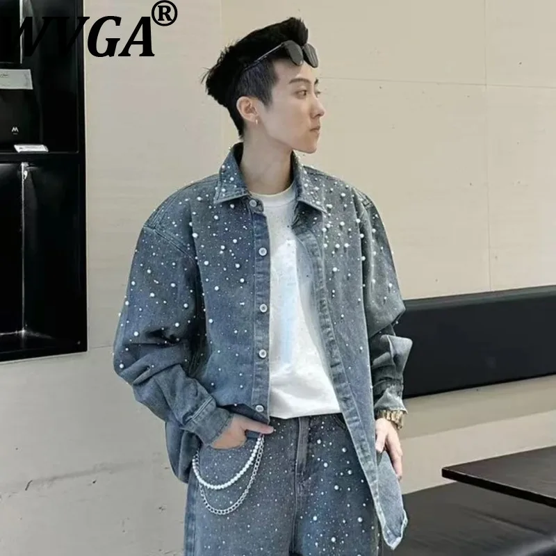 WVGA Spring Autumn New Man Tide Washed Vintage Pearl Diamonds Trendy Denim Long Sleeved Shirts Niche Chic Casual Tops Ins W13779
WVGA Spring Autumn New Man Tide Washed Vintage Pearl Diamonds Trendy Denim Long Sleeved Shirts Niche Chic Casual Tops Ins W13779