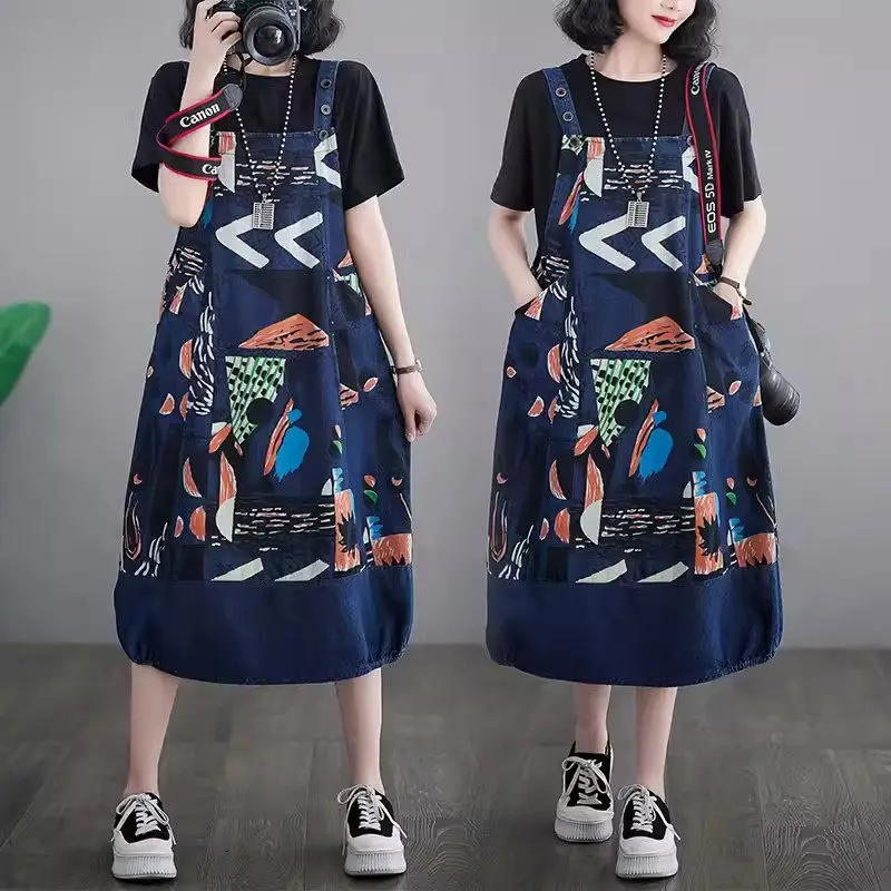 Large Size Denim Strap Dress Women 2024 Spring Autumn New Loose Casual Fashion Versatile Printed Jeans Vestidos Overall Z4631
Large Size Denim Strap Dress Women 2024 Spring Autumn New Loose Casual Fashion Versatile Printed Jeans Vestidos Overall Z4631