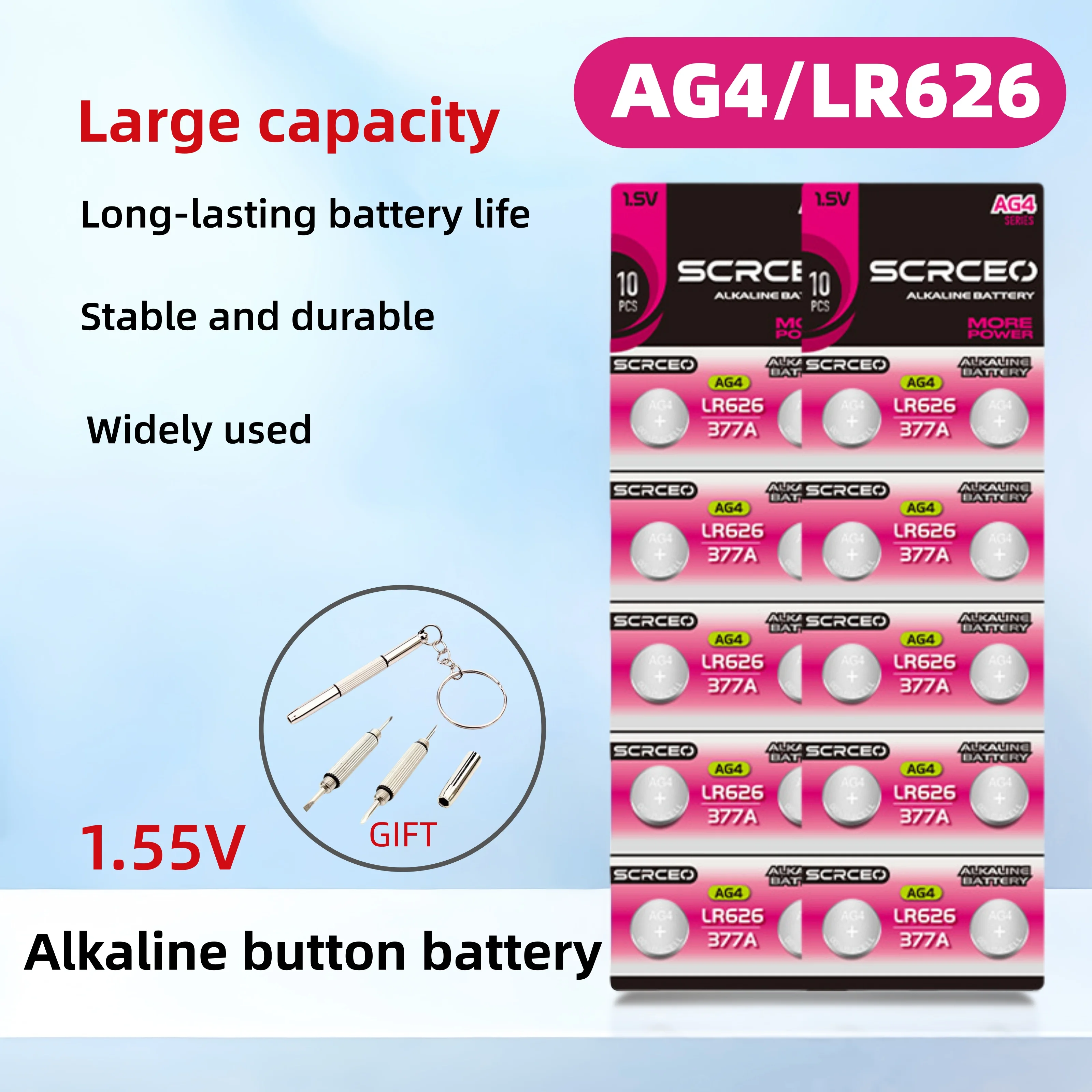 High Capacity SR626SW AG4 alkaline Battery LR626 377A V377 1.5V Watch Button Cell Batteries for Mini Flashlight Toy
High Capacity SR626SW AG4 alkaline Battery LR626 377A V377 1.5V Watch Button Cell Batteries for Mini Flashlight Toy