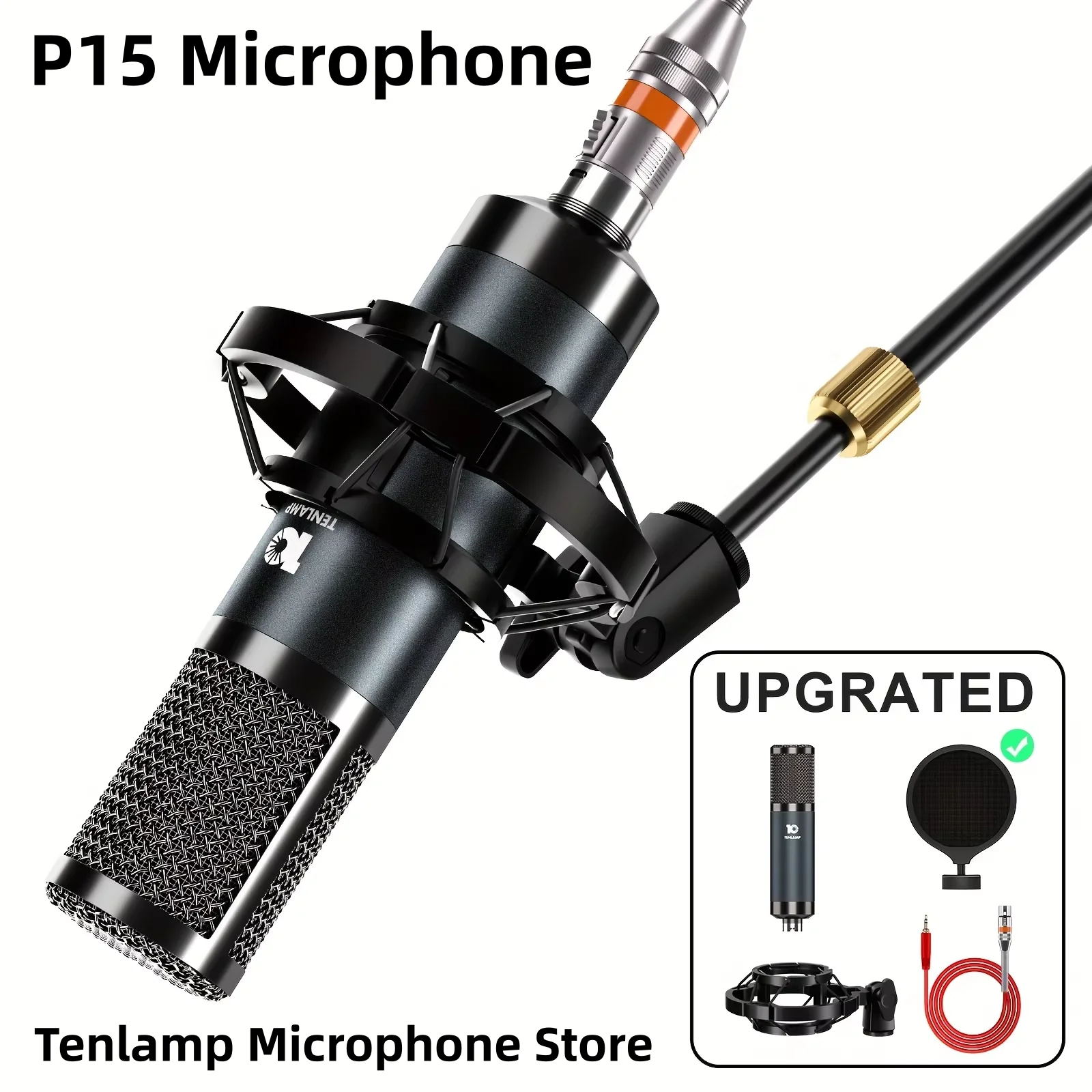 Tenlamp Professional P15 Studio Recording Microphone for Music with 26Mm Gold-Plated Sound Head, Phantom Power Compatible, Connection for Gaming, Singing, Karaoke, Video Conferencing ,Podcast Recording Mic- Stand Included Disc Holder
Tenlamp Professional P15 Studio Recording Microphone for Music with 26Mm Gold-Plated Sound Head, Phantom Power Compatible, Connection for Gaming, Singing, Karaoke, Video Conferencing ,Podcast Recording Mic- Stand Included Disc Holder
