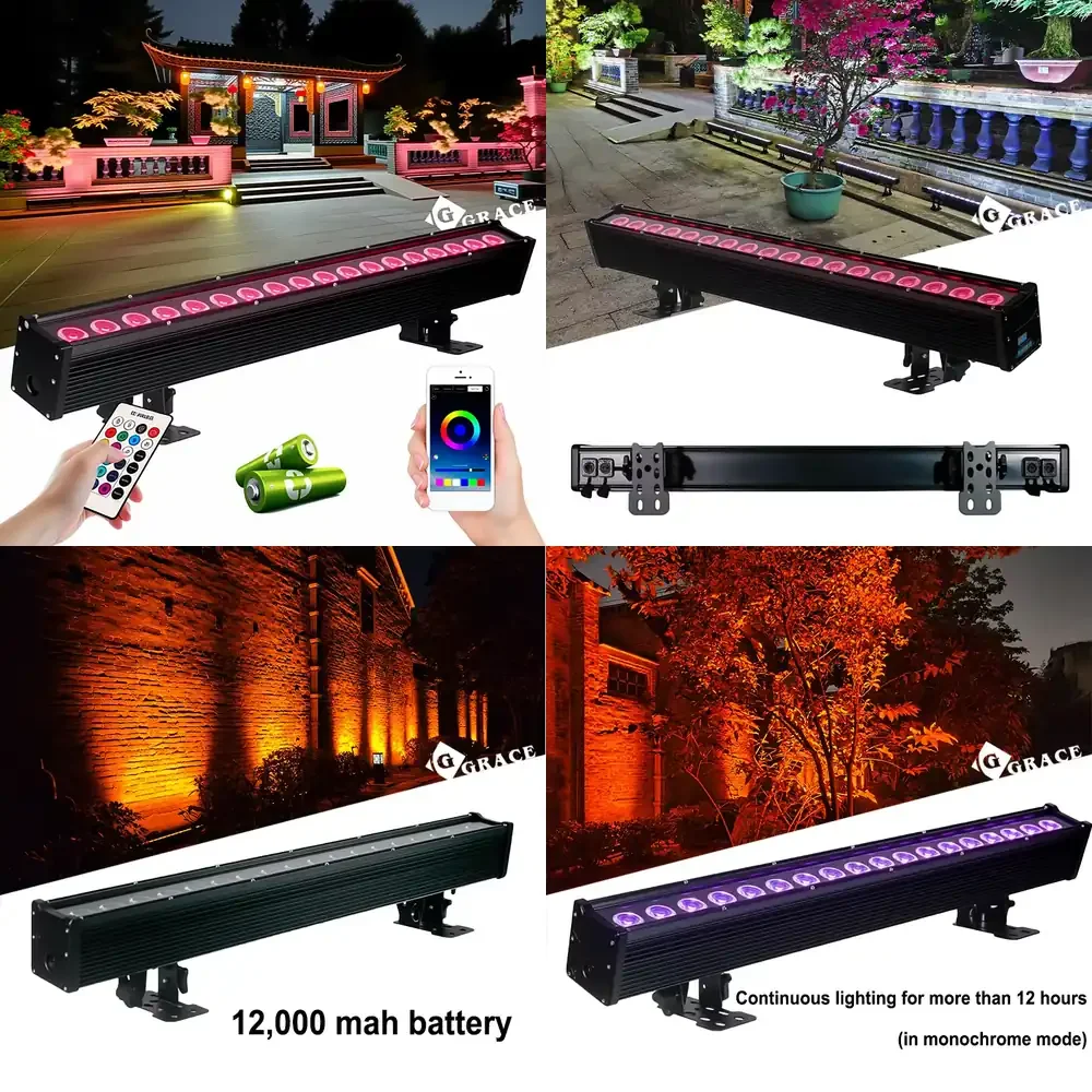 Grace 18*18W 6in1 RgbwaUv LED Wall Washer Battery Wireless DMX Waterproof LED Bar Stage Light
Grace 18*18W 6in1 RgbwaUv LED Wall Washer Battery Wireless DMX Waterproof LED Bar Stage Light