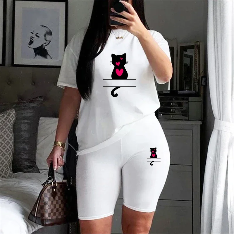 Daily Casual Woman Two Piece Sets Clothing Short Sleeve O-Neck Summer T-Shirts Women's Tracksuit Shorts Matching Suits Hot Sales
Daily Casual Woman Two Piece Sets Clothing Short Sleeve O-Neck Summer T-Shirts Women's Tracksuit Shorts Matching Suits Hot Sales