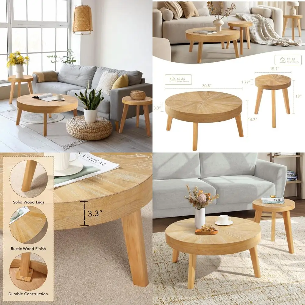 Набор из 3-х круглых журнальных столиков в стиле фермерского дома с боковыми столами в богемном стиле дивана и отделкой из натурального дерева для гостиной и спальни
Набор из 3-х круглых журнальных столиков в стиле фермерского дома с боковыми столами в богемном стиле дивана и отделкой из натурального дерева для гостиной и спальни