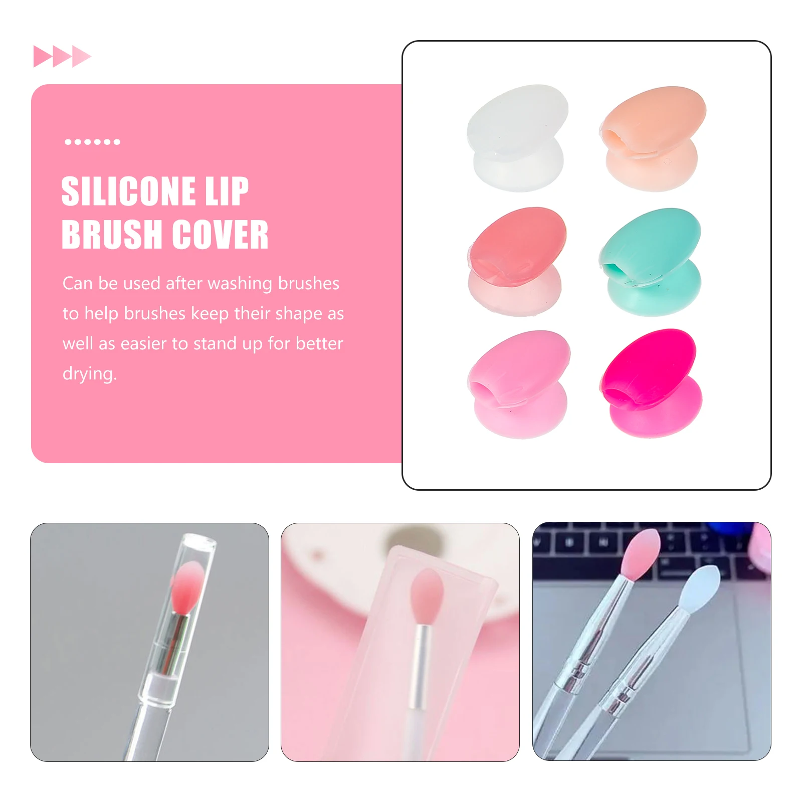 6 Pcs Lip Brush Anti-lost Protective Covers Silicone Dustproof Waterproof Makeup Brush Sleeves Accessories for Daily Use
6 Pcs Lip Brush Anti-lost Protective Covers Silicone Dustproof Waterproof Makeup Brush Sleeves Accessories for Daily Use