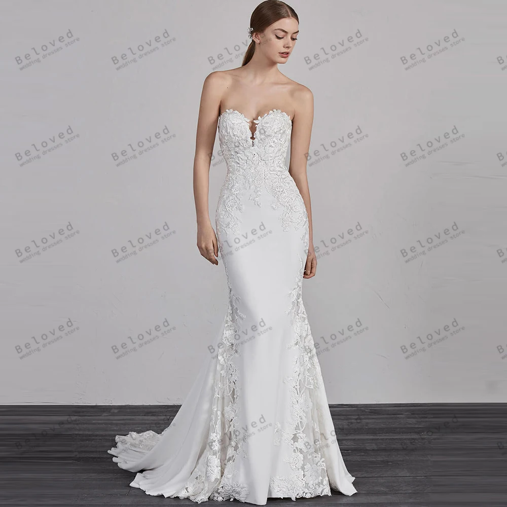 Exquisite Wedding Dresses Satin Bridal Gowns Lace Appliques Sexy Strapless Vestidos De Novia Customized свадебное платье 2026
Exquisite Wedding Dresses Satin Bridal Gowns Lace Appliques Sexy Strapless Vestidos De Novia Customized свадебное платье 2026