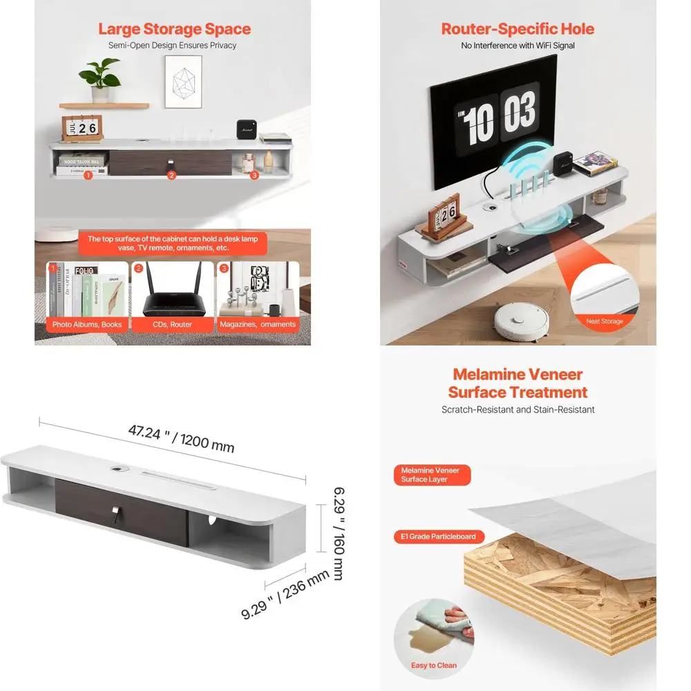 Modern 47 Floating TV Stand with Storage Cabinet, White, Ideal for Bedroom and Living Room Entertainment Center
Modern 47 Floating TV Stand with Storage Cabinet, White, Ideal for Bedroom and Living Room Entertainment Center