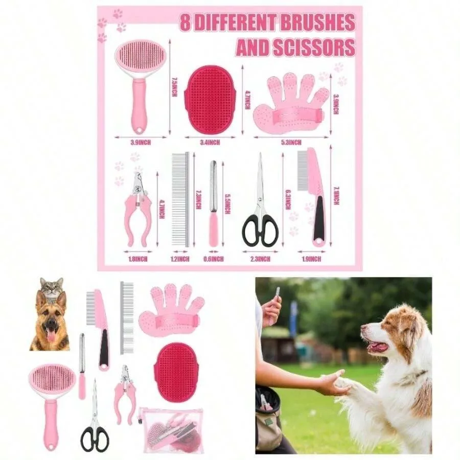 【New Arrival】 Grooming Kit with Brushes & Scissors, Pink Set for Dogs & Cats, Complete Grooming Tools with Storage Bag
【New Arrival】 Grooming Kit with Brushes & Scissors, Pink Set for Dogs & Cats, Complete Grooming Tools with Storage Bag