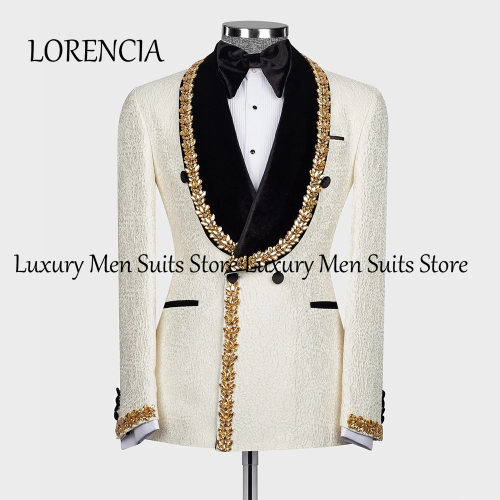 Exquisite Jacquard Diamond Men Suits 2 Pieces Shawl Collar Double Breasted Tuxedos Customized Blazer Pants trajes para hombre
Exquisite Jacquard Diamond Men Suits 2 Pieces Shawl Collar Double Breasted Tuxedos Customized Blazer Pants trajes para hombre