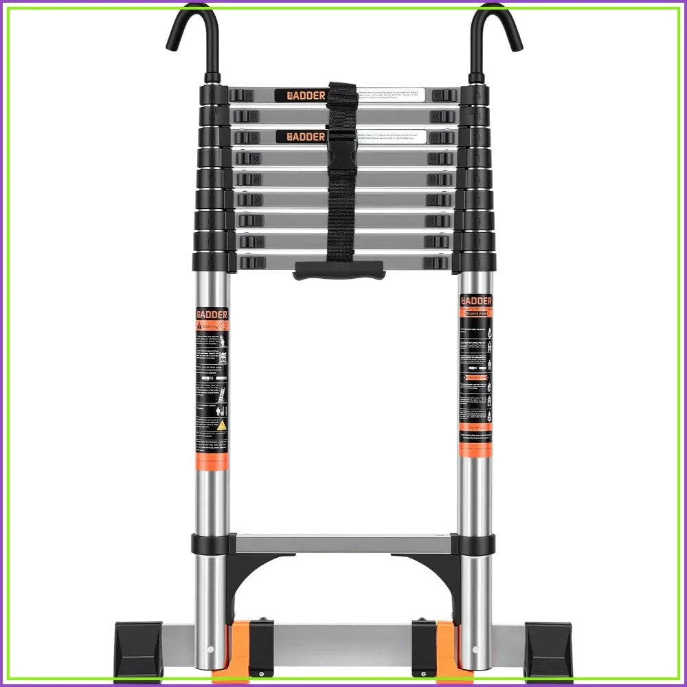Heavy Duty Telescoping Ladder 12.5ft, 330lbs Capacity with Hooks, Stabilizers & Wheels
Heavy Duty Telescoping Ladder 12.5ft, 330lbs Capacity with Hooks, Stabilizers & Wheels