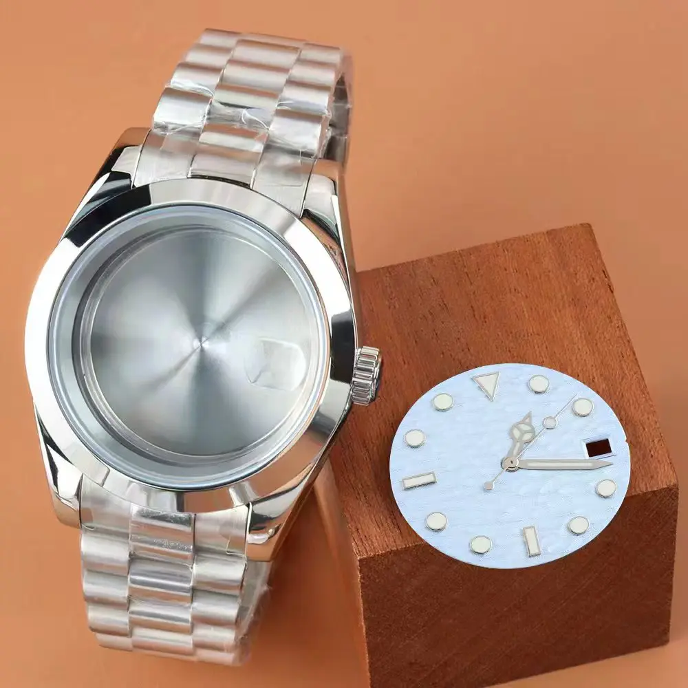 39mm 36mm NH35 Watch Case with 28.5mm Dial and Hands Green Luminous Presidential Strap Stainless Steel For NH35 NH36 Movement
39mm 36mm NH35 Watch Case with 28.5mm Dial and Hands Green Luminous Presidential Strap Stainless Steel For NH35 NH36 Movement