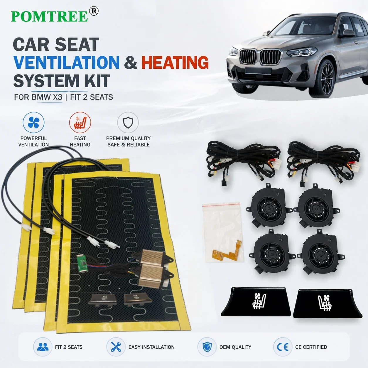 Built-in Car Seat Ventilation Cooling And Heating System Kit Fit 2 Seats,Compatible With BMW X3,Includ Dedicated Switch
Built-in Car Seat Ventilation Cooling And Heating System Kit Fit 2 Seats,Compatible With BMW X3,Includ Dedicated Switch