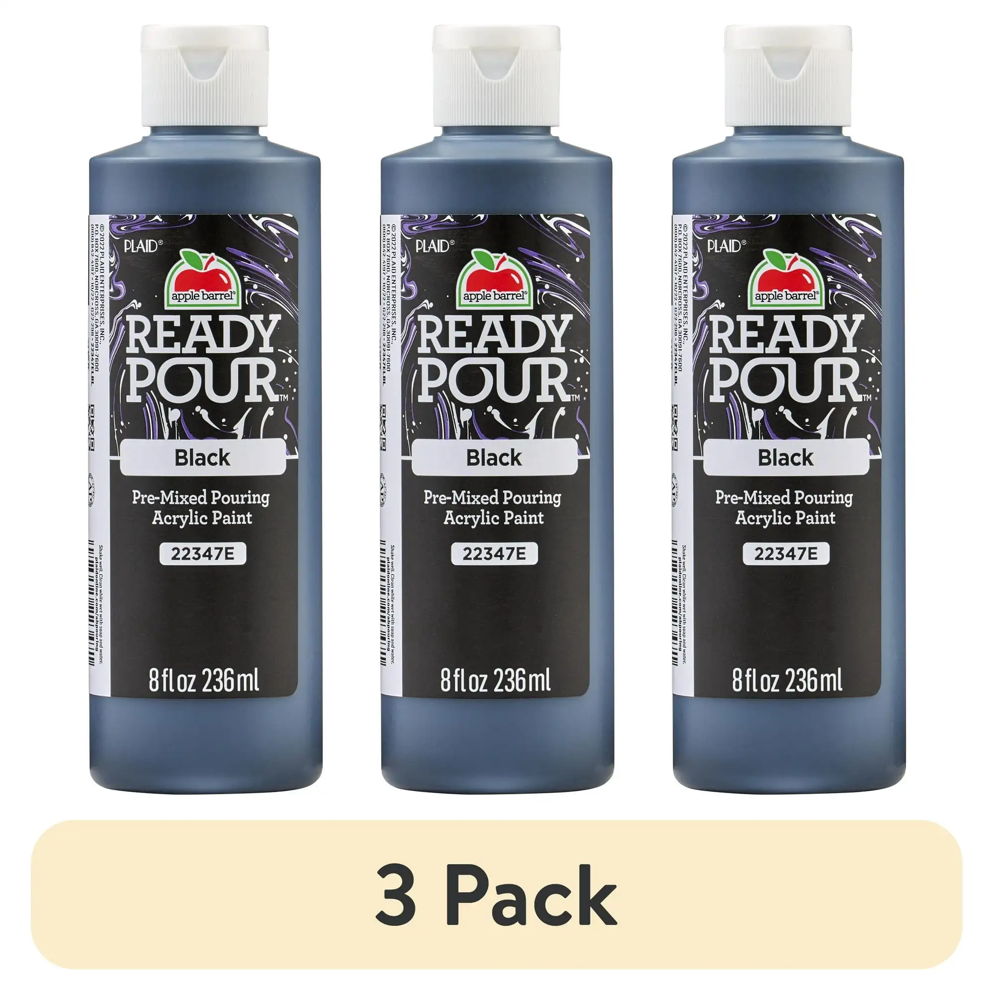 (3 pack) Apple Barrel Ready Pour Pre-Mixed Pouring Acrylic Craft Paint, Black, 8 fl oz
(3 pack) Apple Barrel Ready Pour Pre-Mixed Pouring Acrylic Craft Paint, Black, 8 fl oz