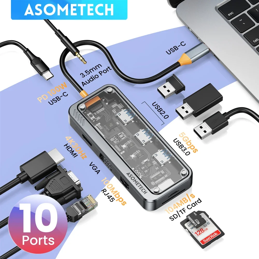 10 в 1 Тип C HUB Док-станция USB C HUB 4K 30 Гц HDMI Совместимый RJ45 PD100W USB 3.0 Адаптер для Macbook iPad Steam Deck PC
10 в 1 Тип C HUB Док-станция USB C HUB 4K 30 Гц HDMI Совместимый RJ45 PD100W USB 3.0 Адаптер для Macbook iPad Steam Deck PC