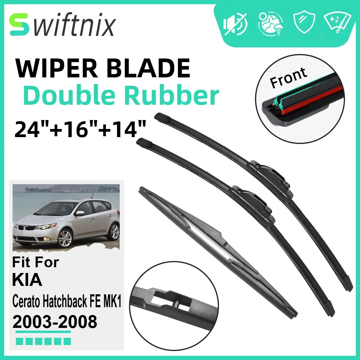 Двойные резиновые автомобильные дворники для KIA Cerato FE MK1 2003-2008, стеклоочистители, резиновые автомобильные аксессуары 2004 2005 2006 2007 2008
Двойные резиновые автомобильные дворники для KIA Cerato FE MK1 2003-2008, стеклоочистители, резиновые автомобильные аксессуары 2004 2005 2006 2007 2008