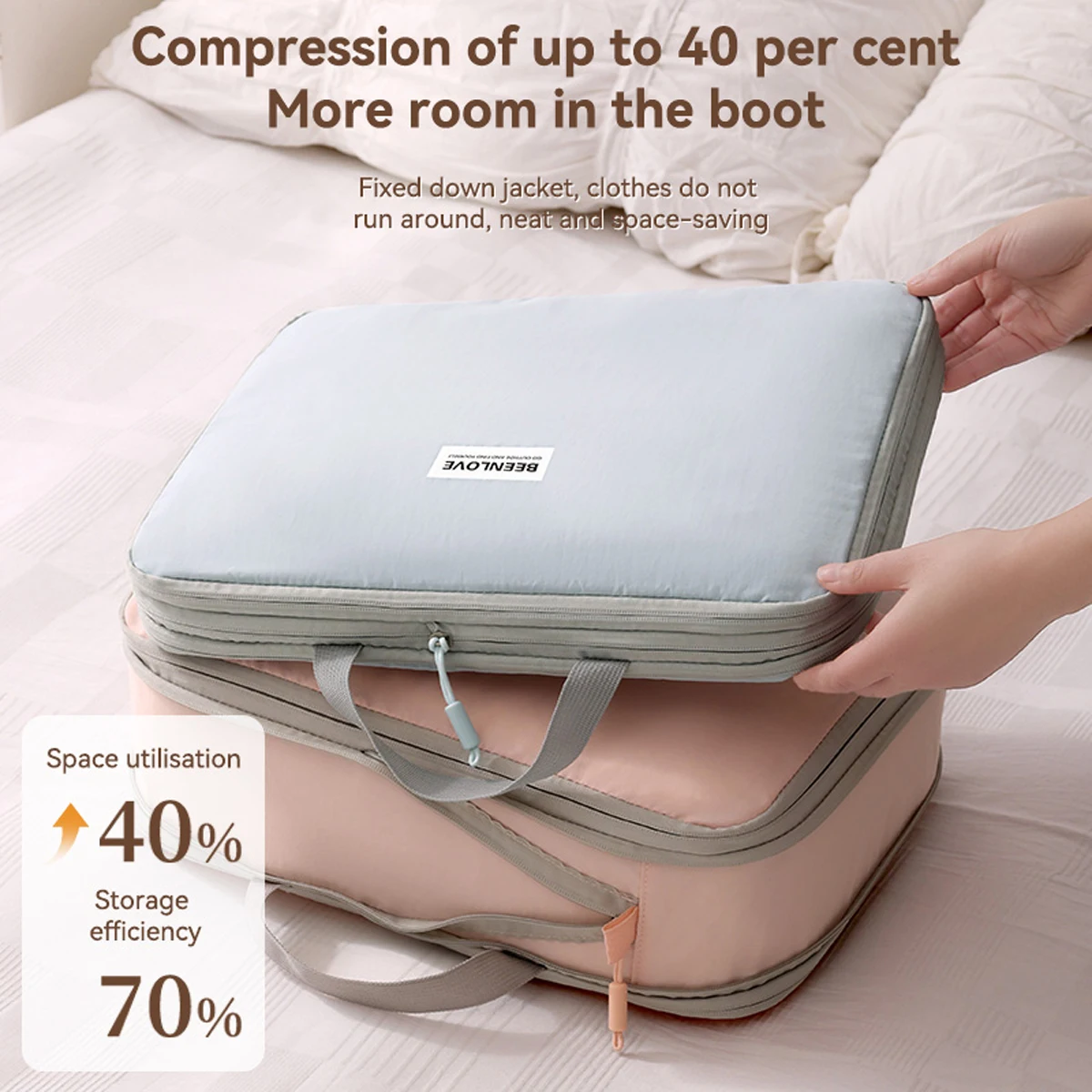 Space saving clothes compression bag, luggage storage bag, travel clothes compression storage bag for travel and home storage
Space saving clothes compression bag, luggage storage bag, travel clothes compression storage bag for travel and home storage