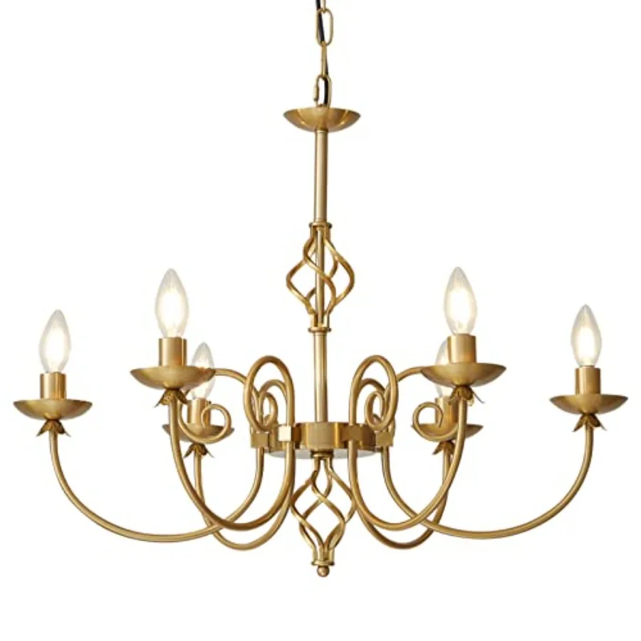 Dining Room Gold Chandelier: 6-Light Candle-Style Pendant, 26 Rustic Industrial Fixture for Farmhouse Living Room, Bedroom, Foy
Dining Room Gold Chandelier: 6-Light Candle-Style Pendant, 26 Rustic Industrial Fixture for Farmhouse Living Room, Bedroom, Foy