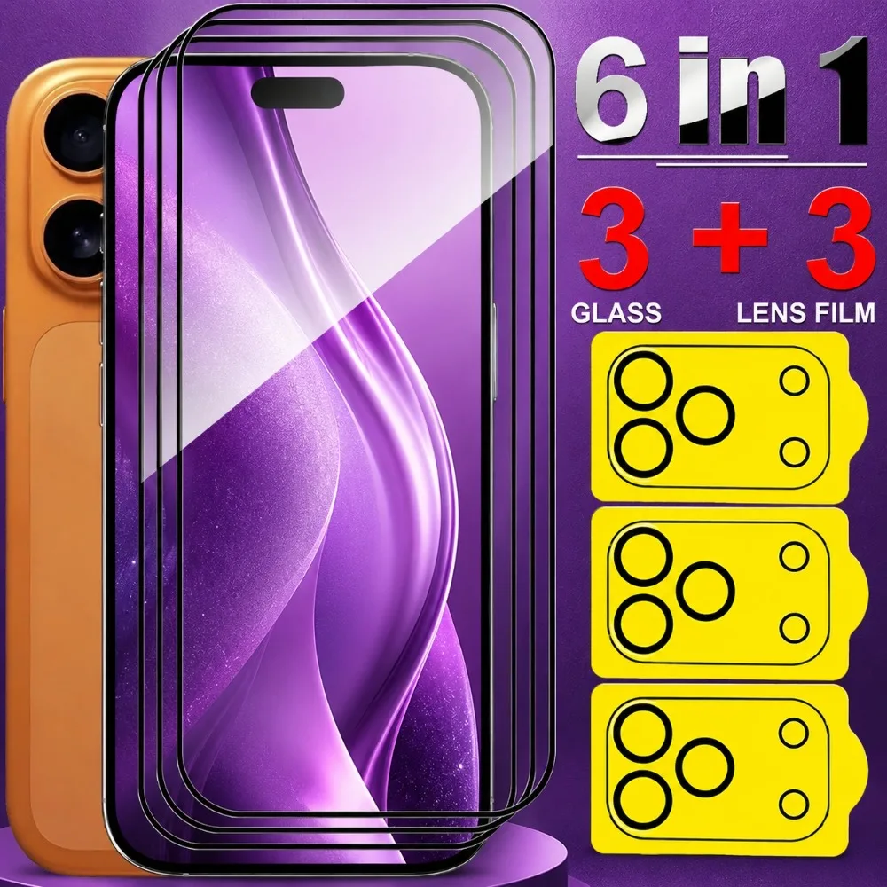 6-in-1 Full Cover Screen Protector for iPhone 17 16 15 Pro Max 16 15 Plus Camera Lens Glass for iPhone 14 13 12 11 Pro Air 17e
6-in-1 Full Cover Screen Protector for iPhone 17 16 15 Pro Max 16 15 Plus Camera Lens Glass for iPhone 14 13 12 11 Pro Air 17e