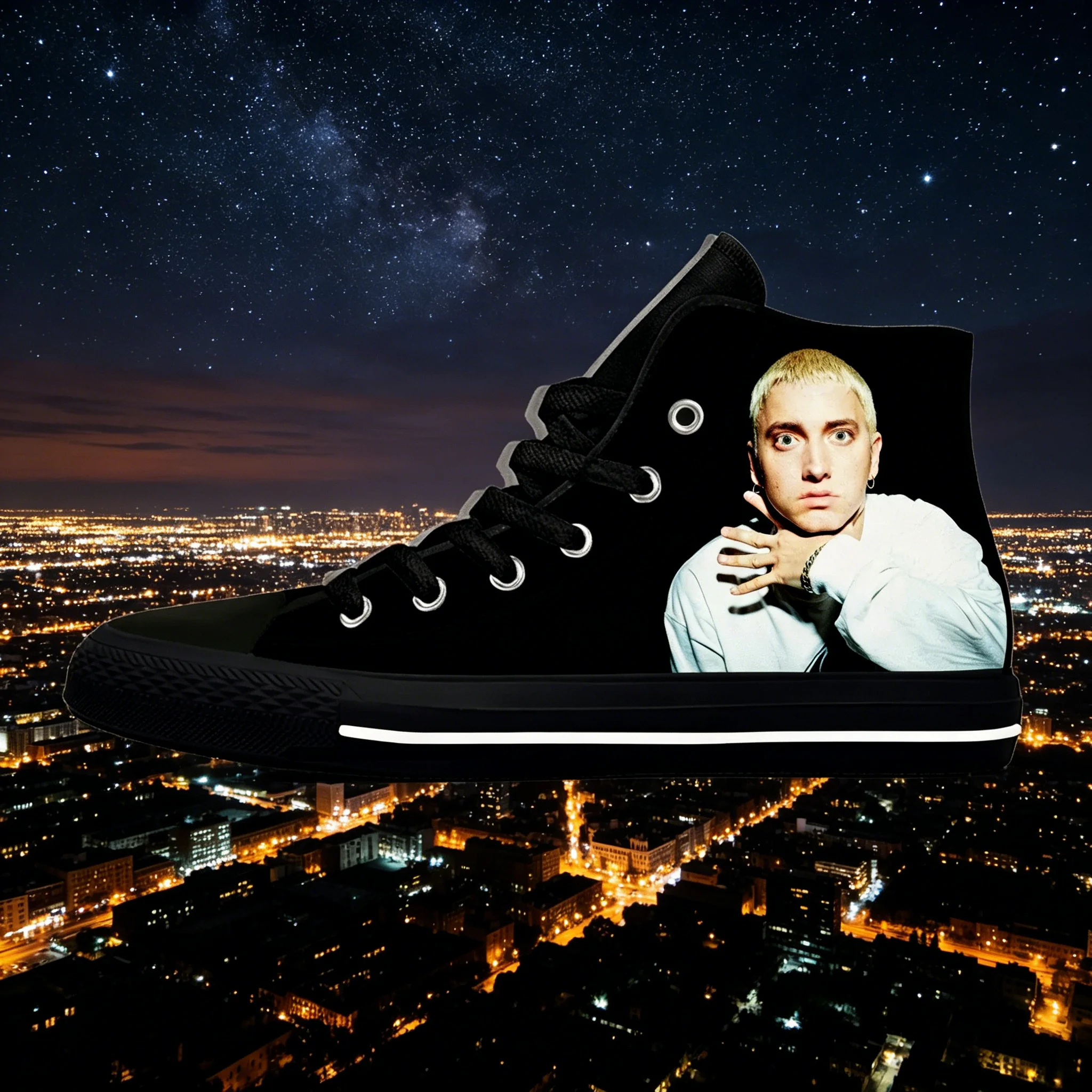 Eminem Portrait High Top Sneakers Custom Printed Design Wear Resistant Soft Sole Unisex Street Wear
Eminem Portrait High Top Sneakers Custom Printed Design Wear Resistant Soft Sole Unisex Street Wear