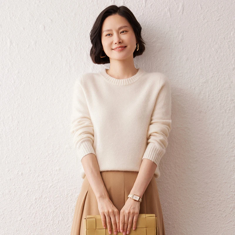 Autumn Winter New 100% Cashmere Sweater Women's Round Neck Knitted Base Shirt Fashionable Inner Wear Slim Fit Thickened Sweater
Autumn Winter New 100% Cashmere Sweater Women's Round Neck Knitted Base Shirt Fashionable Inner Wear Slim Fit Thickened Sweater
