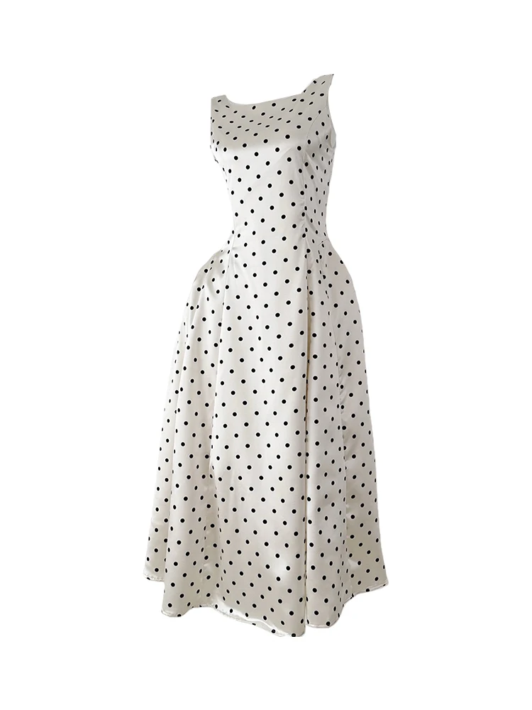Romantic Polka Dot Dress with Sash Tie Waist Slimming A-Line Long Skirt French Style Pure Color Spring Summer Season Dress
Romantic Polka Dot Dress with Sash Tie Waist Slimming A-Line Long Skirt French Style Pure Color Spring Summer Season Dress