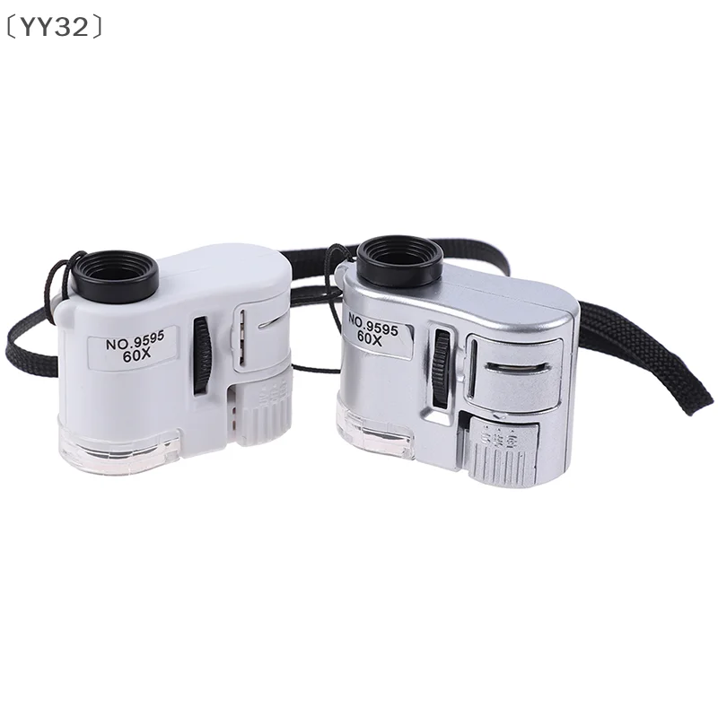 〔YY32〕 60X Mini Magnifier Microscope With LED Light Jewelry Jeweler Currency Dectector