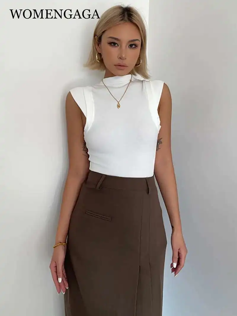 WOMENGAGA Half High Neck Bottom Tank Top Women Fake Two Piece Design Slim Beautiful Back Tank Tops Fashion Summer Lovely 4I8H
WOMENGAGA Half High Neck Bottom Tank Top Women Fake Two Piece Design Slim Beautiful Back Tank Tops Fashion Summer Lovely 4I8H