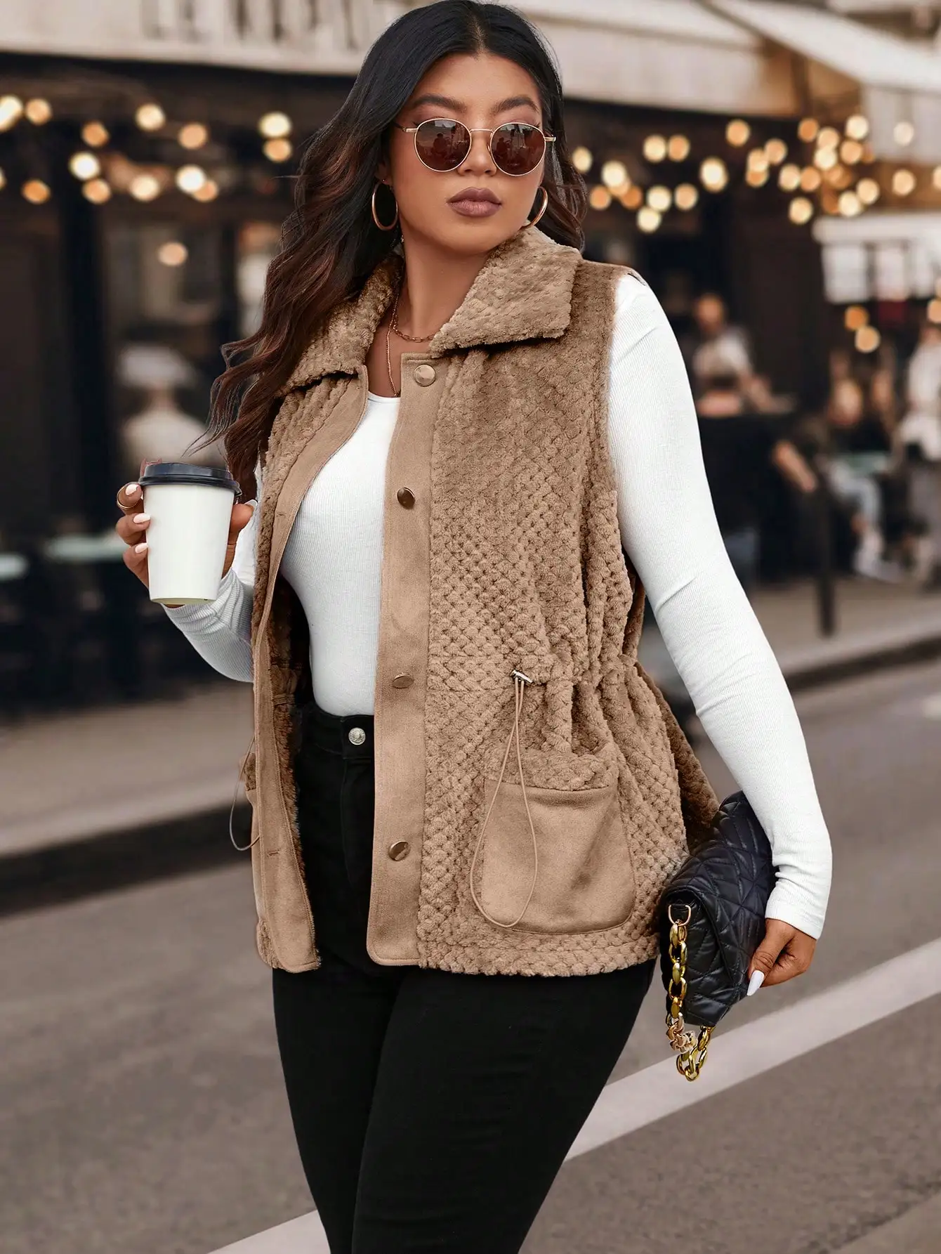 Women's Faux Fur Collar Button Front Vest with Dual Pockets, Warm Winter Fall Outerwear
Women's Faux Fur Collar Button Front Vest with Dual Pockets, Warm Winter Fall Outerwear