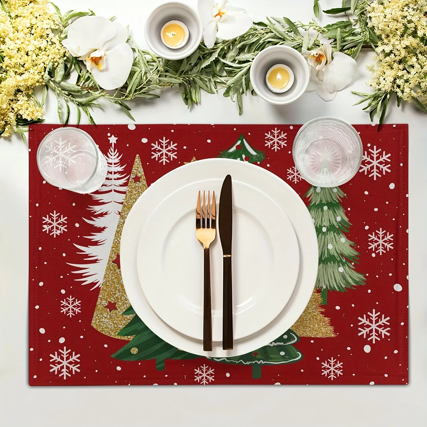 Merry Christmas Tree Snowflakes Linen Placemats Table Decor Washable Winter Xmas Kitchen Dining Table Mats Christmas Decorations
Merry Christmas Tree Snowflakes Linen Placemats Table Decor Washable Winter Xmas Kitchen Dining Table Mats Christmas Decorations