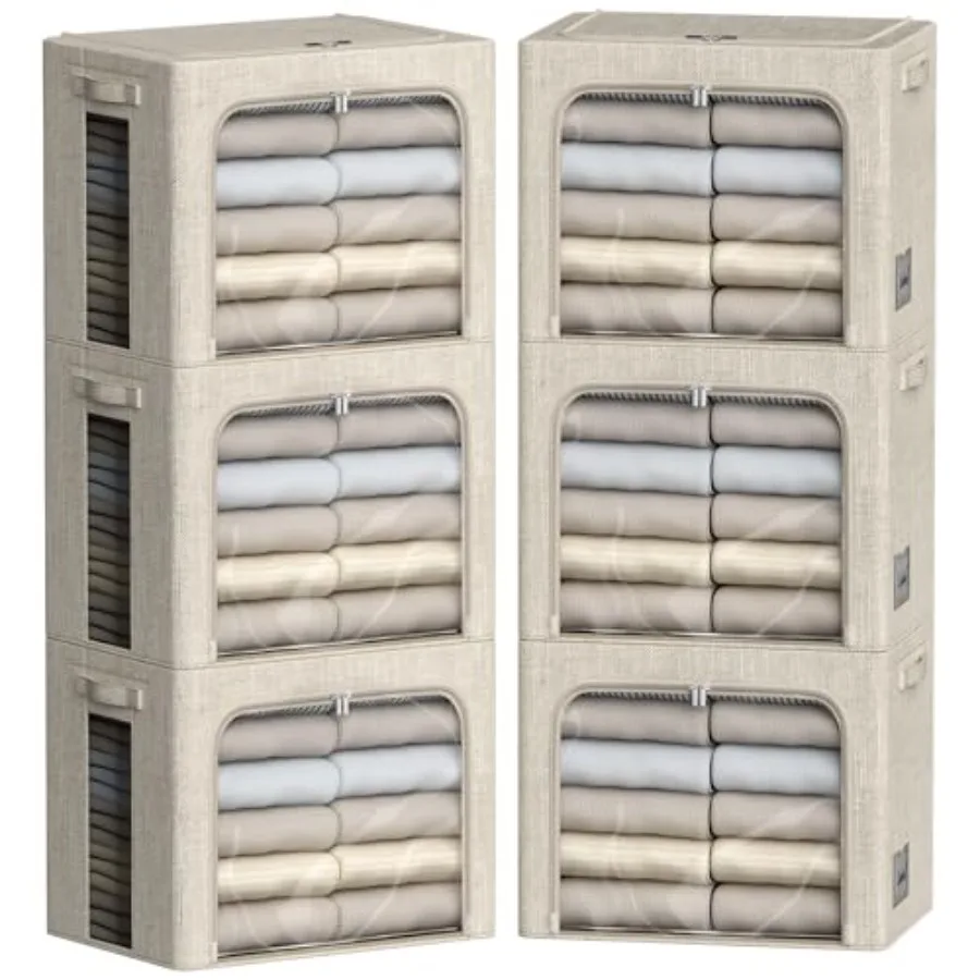 6 Pack Clothes Storage Bins with Metal Frame Foldable Storage Bins for Clothes Linen Fabric Storage Box with Clear Window,15.7x
6 Pack Clothes Storage Bins with Metal Frame Foldable Storage Bins for Clothes Linen Fabric Storage Box with Clear Window,15.7x