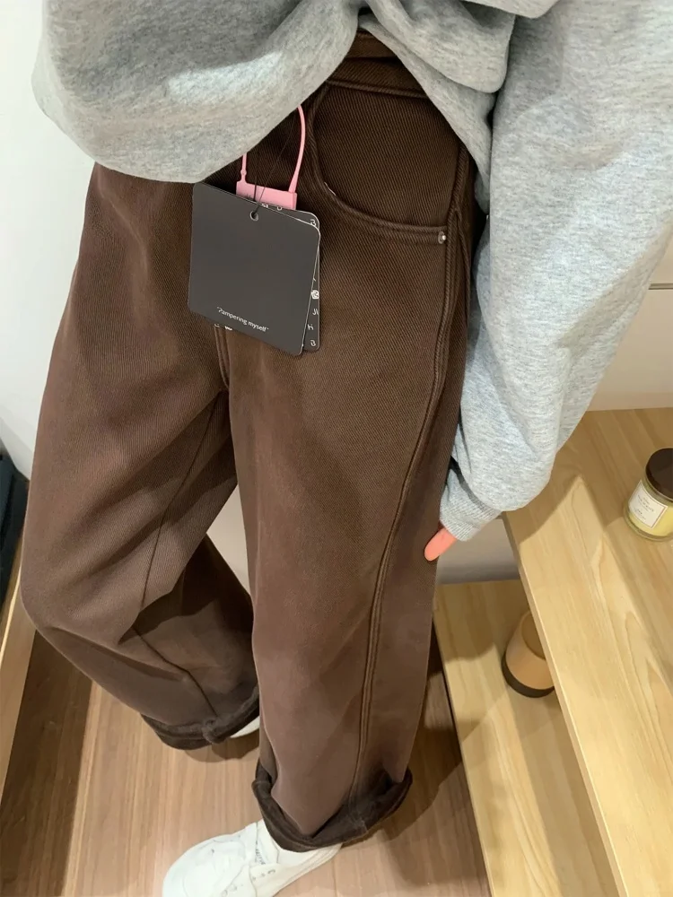 Прямые джинсы больших размеров с высокой талией Thiened Fce на подкладке, женские осенние утягивающие широкие брюки, повседневные брюки
Прямые джинсы больших размеров с высокой талией Thiened Fce на подкладке, женские осенние утягивающие широкие брюки, повседневные брюки