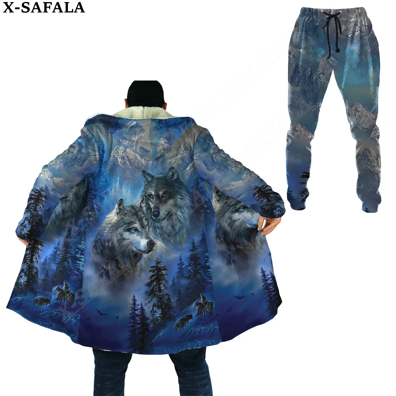 Native Symbol Wolf Feather Thick Warm Hooded Cloak Sweatpants Combo Set Overcoat Coat Windproof Fleece Unisex Joggers Trousers-5
Native Symbol Wolf Feather Thick Warm Hooded Cloak Sweatpants Combo Set Overcoat Coat Windproof Fleece Unisex Joggers Trousers-5